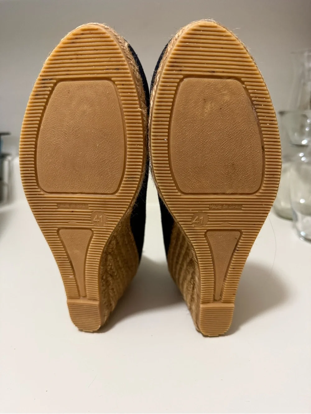 Viscata Black Espadrille Wedge Pumps for Women